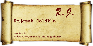 Rojcsek Jolán névjegykártya